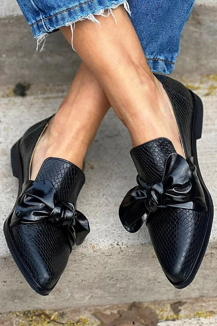 Georgia | Mocasín Negro con Lazo Brillante