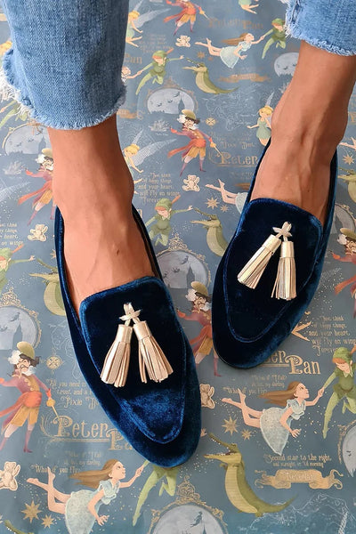 Hannah | Mocasines Elegancia de Medianoche con Borlas Champagne