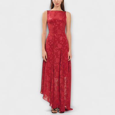 Opal - Elegante Vestido Maxi de Encaje sin Espalda y con Cordones
