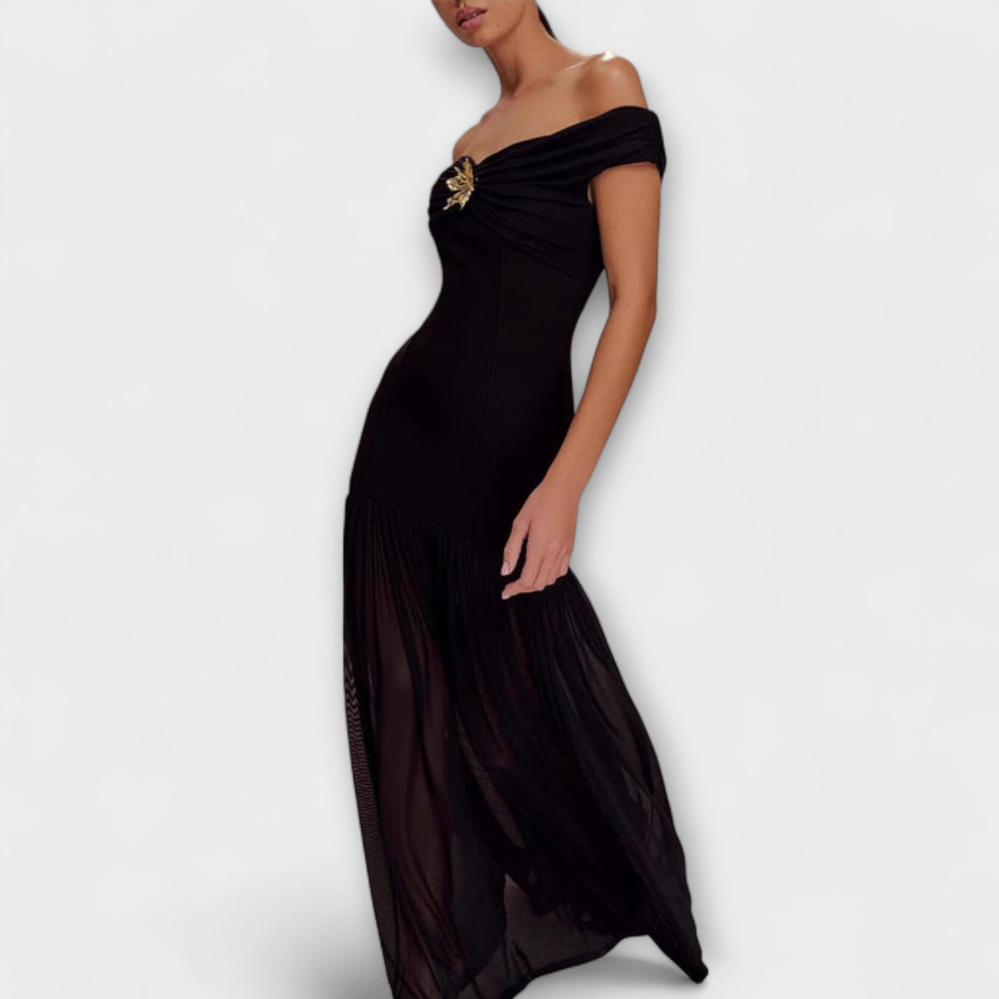 Maelie - Vestido Maxi Bodycon Sin Mangas con Embellecimientos Florales