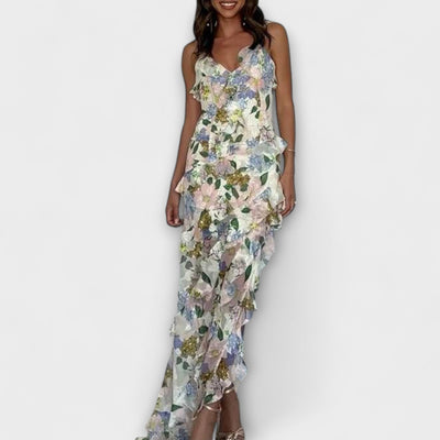 Indie - Vestido con Volantes y Estampado de Tiras