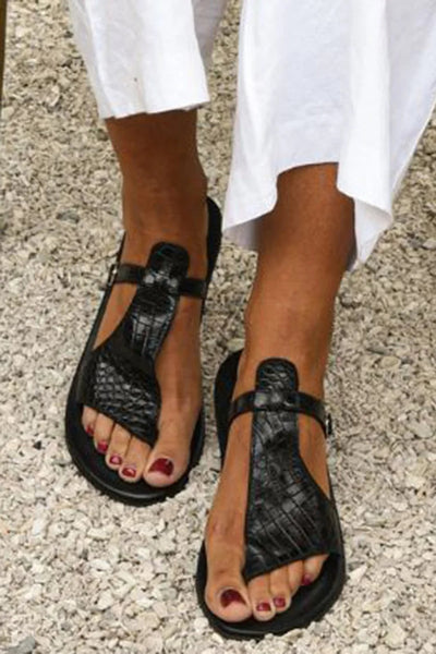 Celia | Sandalias de Confort con Relieve de Cocodrilo