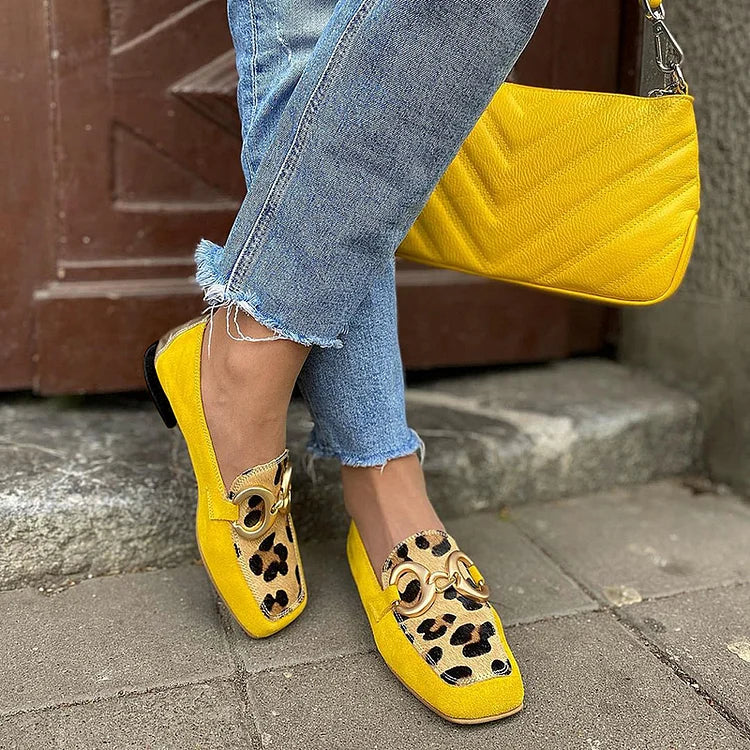 Harmony | Mocasín Amarillo Con Detalle de Animal Print