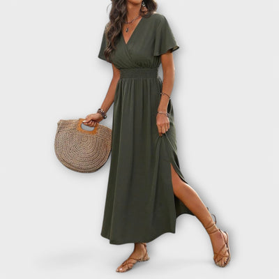 Heather - Vestido Boho Elegante con Escote en V y Mangas Largas