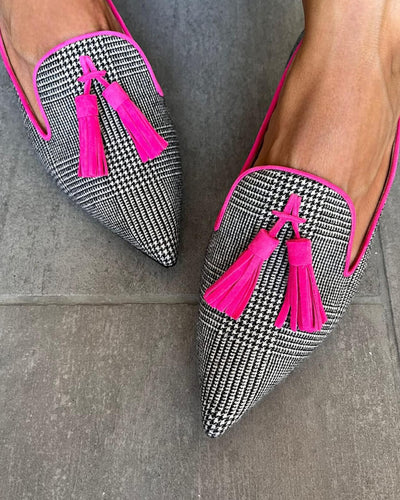 Zoe | Mocasín Puntiagudo con Flecos Fluo