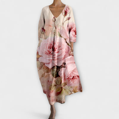 Fiona - Vestido Largo y Colorido con Escote en V