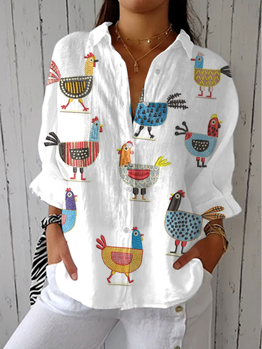 Ingrid | Blusa Juguetona con Gallinas
