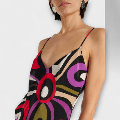 Daphne - Vestido Maxi en Estampado Mármol