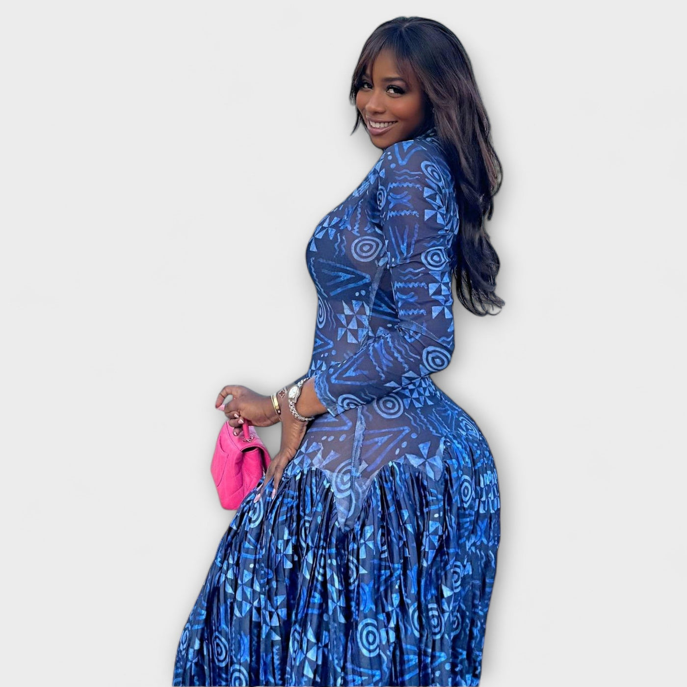 Mia - Vestido Maxi con Diseño de Malla de Lirio