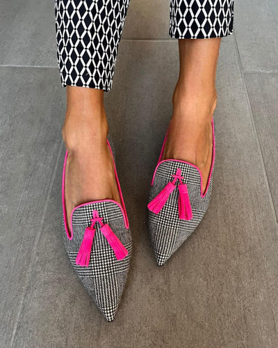 Zoe | Mocasín Puntiagudo con Flecos Fluo