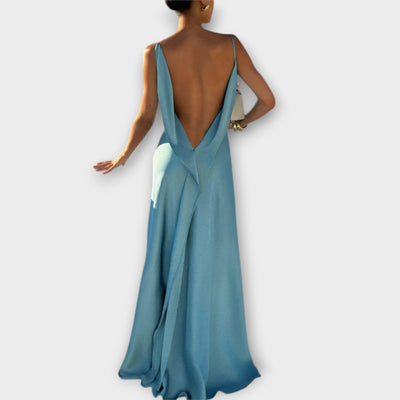 Hallie - Vestido Maxi de Satén Chic con Alta Apertura