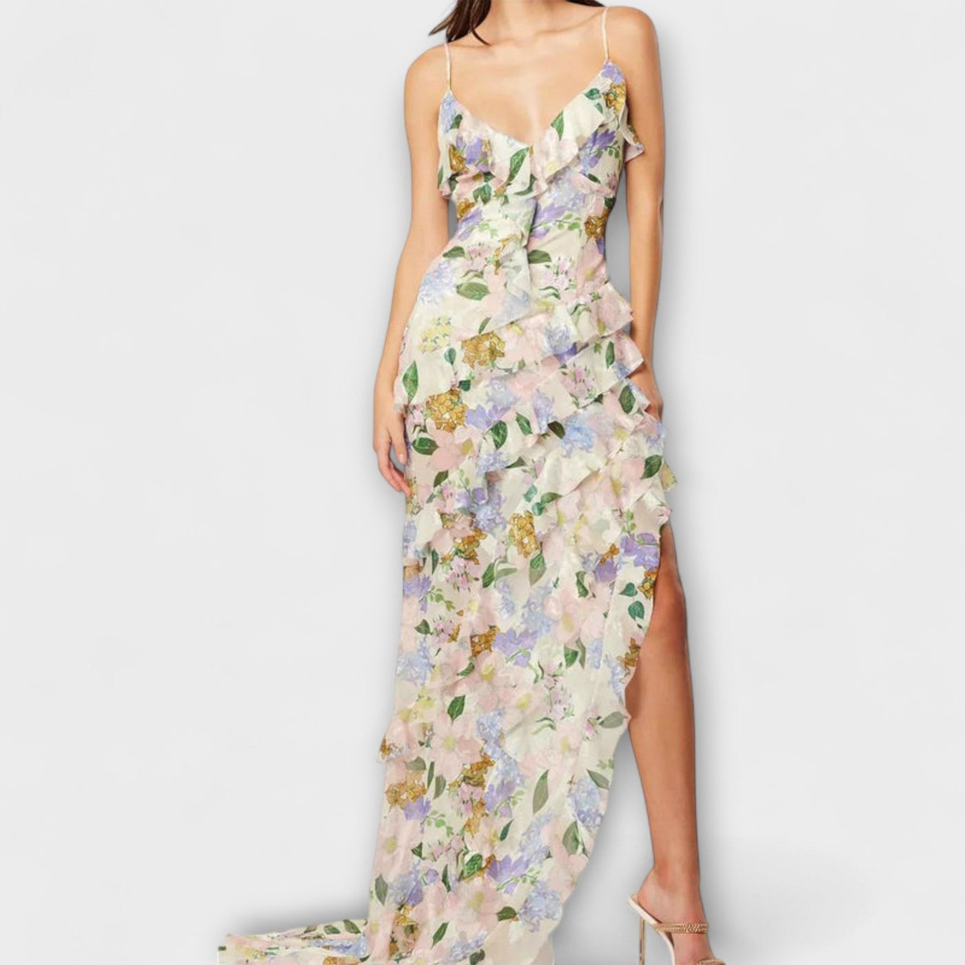 Indie - Vestido con Volantes y Estampado de Tiras