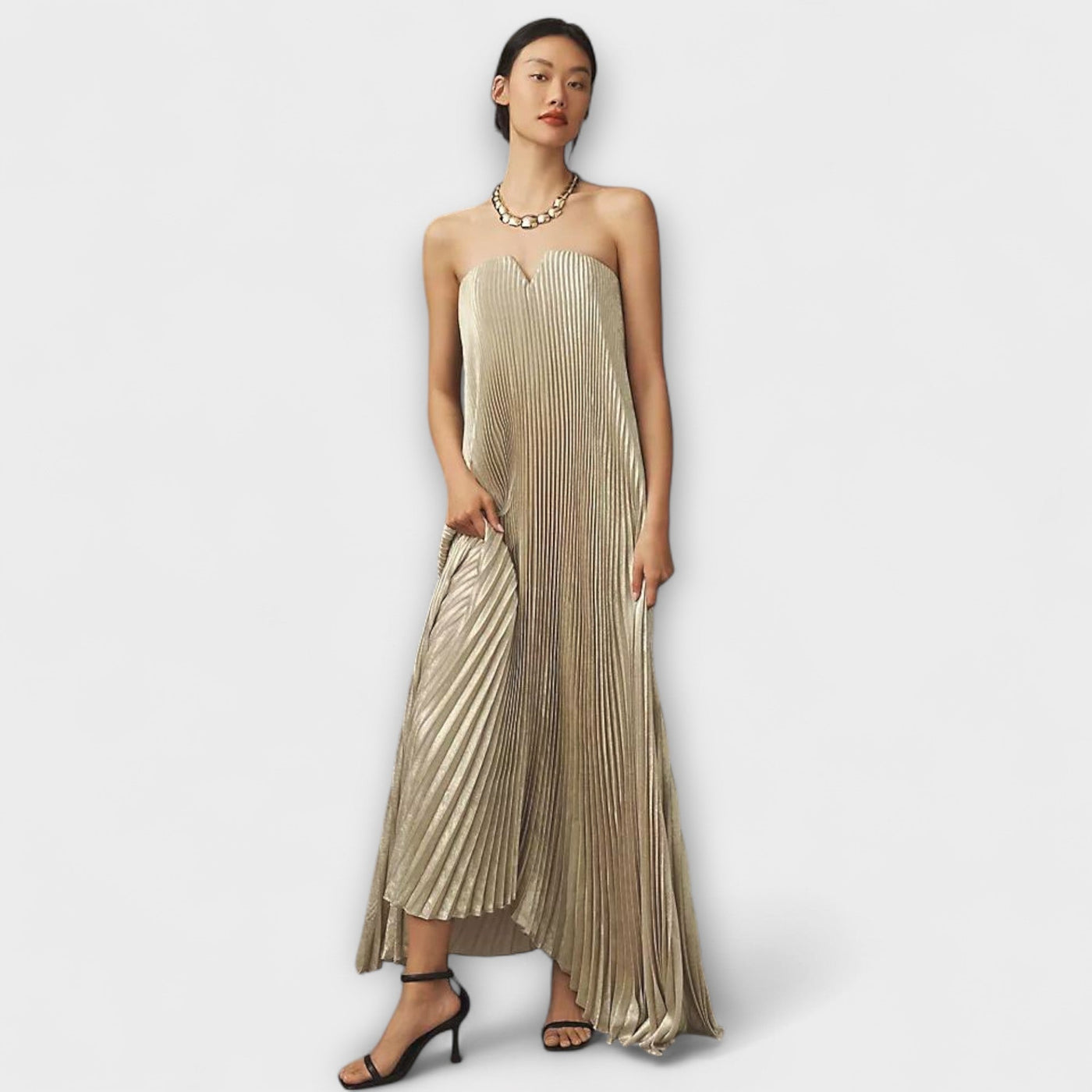 Michelle - Vestido Maxi Sweetheart en Floral Naranja