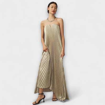 Michelle - Vestido Maxi Sweetheart en Floral Naranja