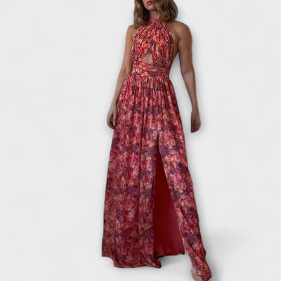 Nortrud - Vestido Maxi Sin Espalda con Patrón Floral