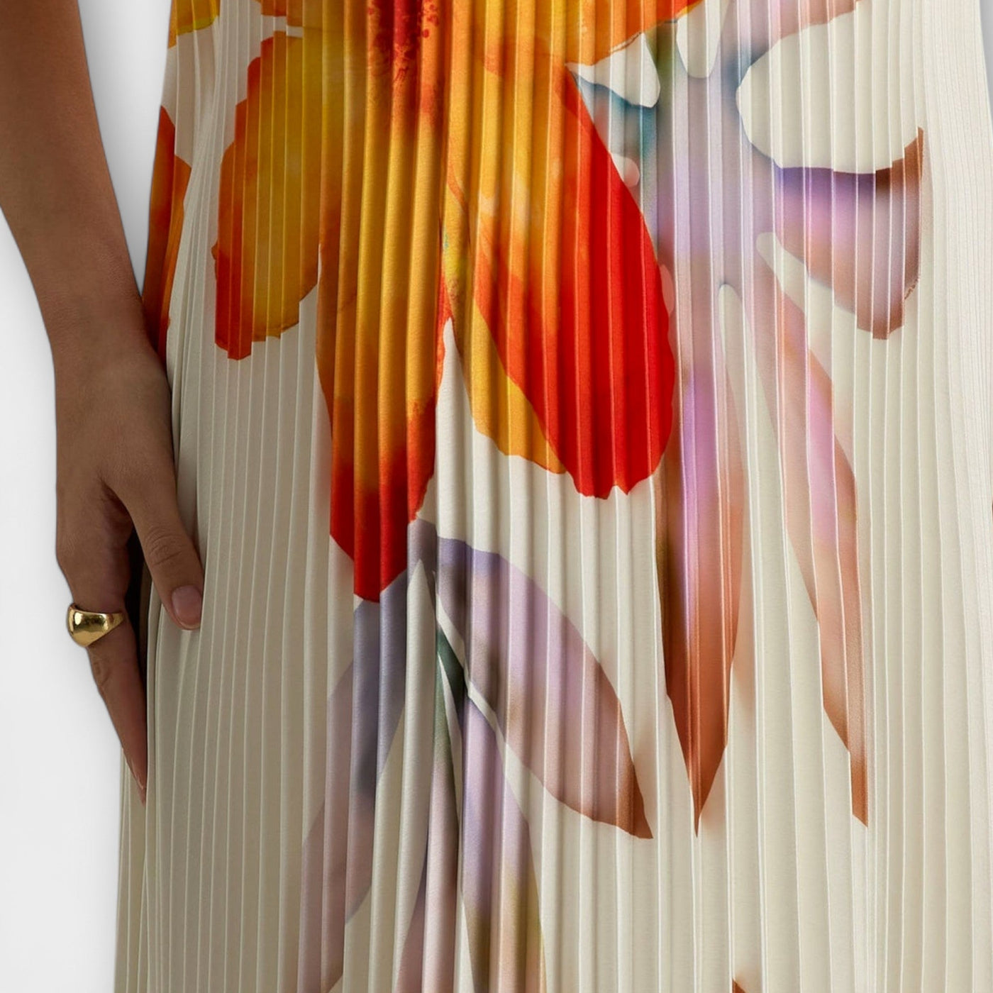 Michelle - Vestido Maxi Sweetheart en Floral Naranja