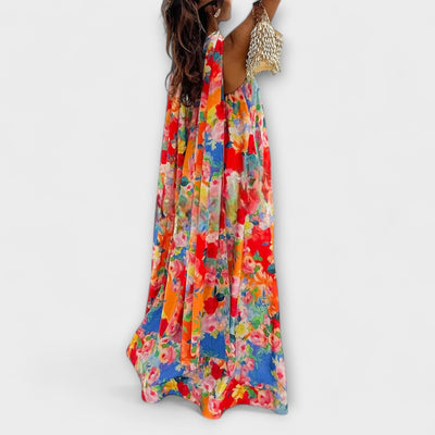 Harlow - Vestido Maxi Floral con Hombros Descubiertos