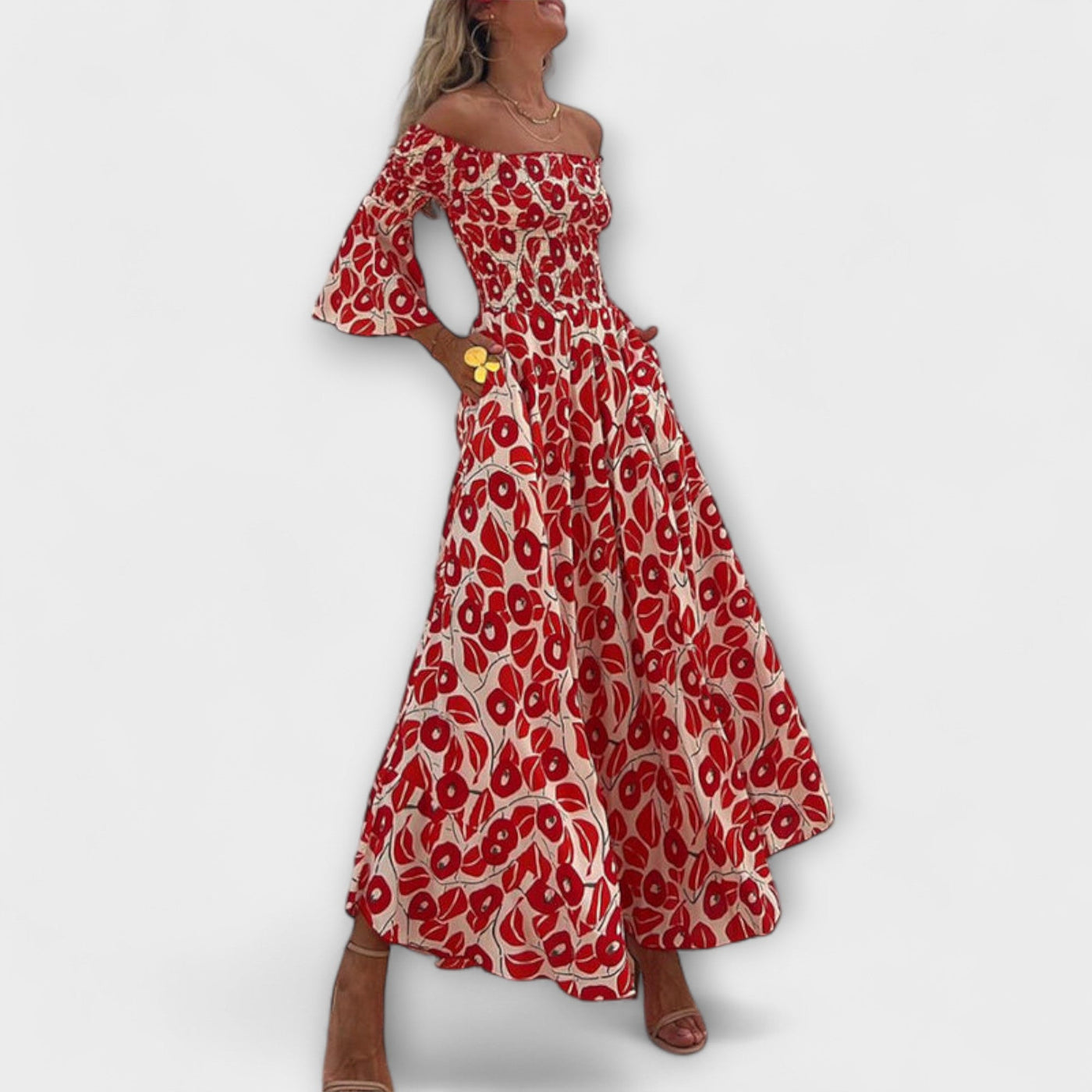 Sienna - Vestido Maxi Off-Shoulder Listo para Vacaciones