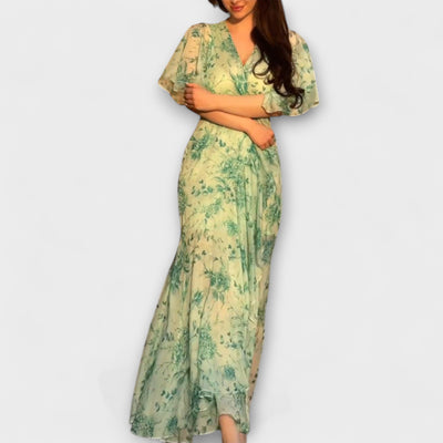 Lana - Vestido Floral V-Cuello Elegante