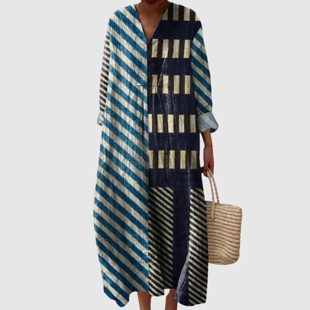 Lyra | Vestido Midi de Patches a Rayas