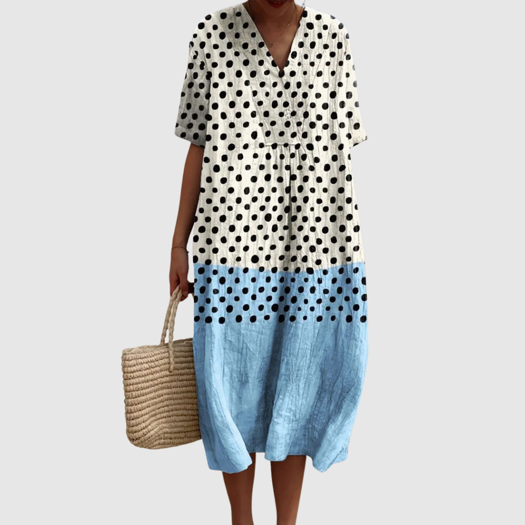 Millie | Vestido Midi con Estampado de Lunares y Efecto Degradado