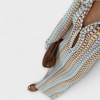 Elina – Vestido Maxi con Escote en V y Estilo de Vacaciones