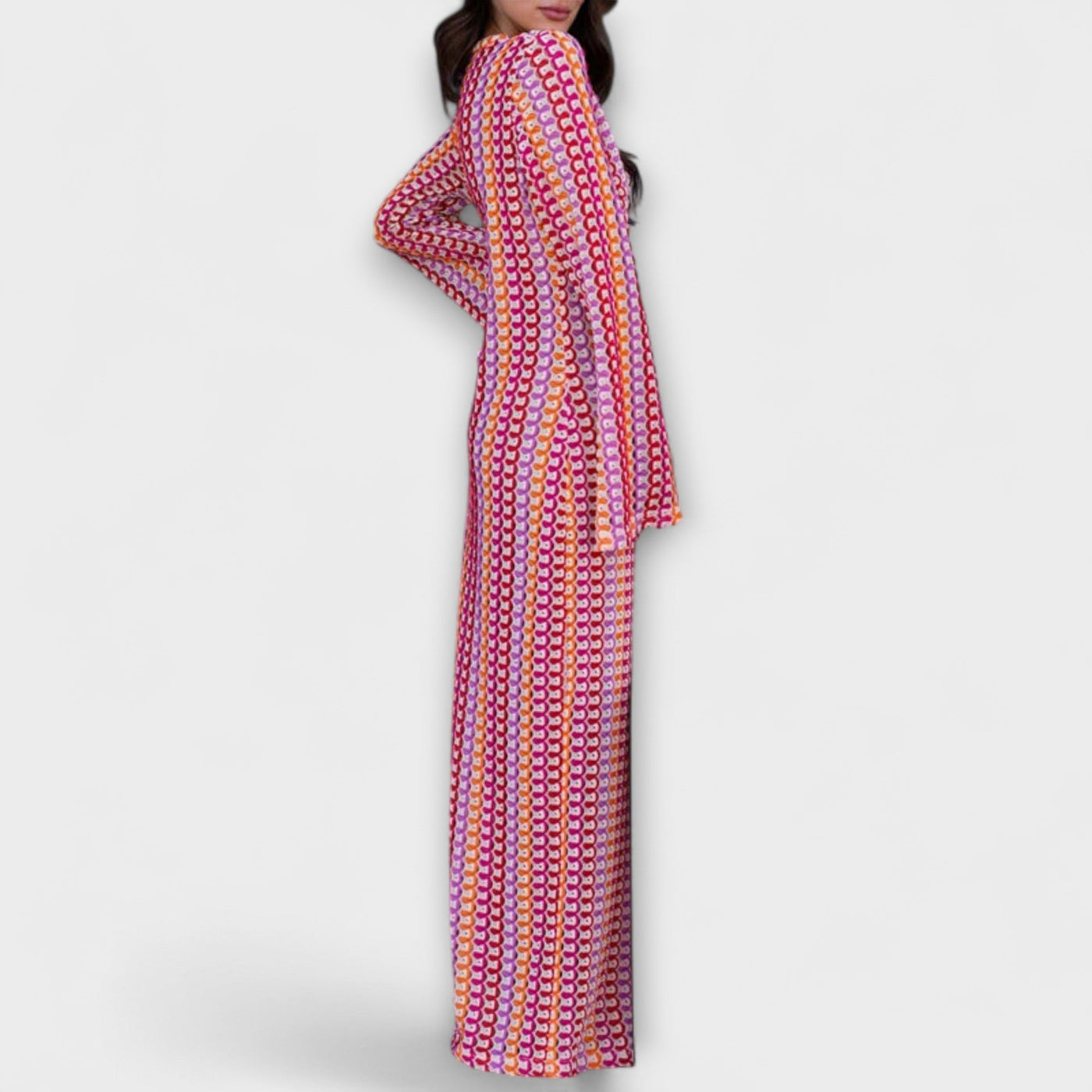 Elina – Vestido Maxi con Escote en V y Estilo de Vacaciones