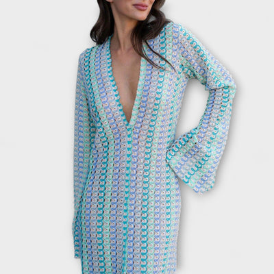 Elina – Vestido Maxi con Escote en V y Estilo de Vacaciones