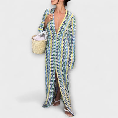 Elina – Vestido Maxi con Escote en V y Estilo de Vacaciones