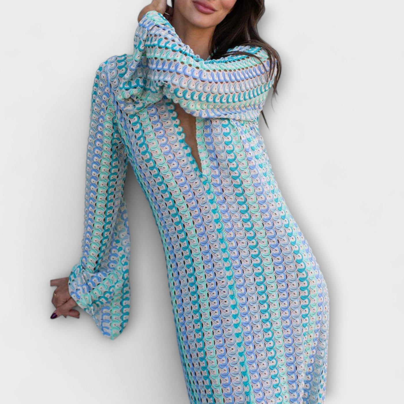 Elina – Vestido Maxi con Escote en V y Estilo de Vacaciones