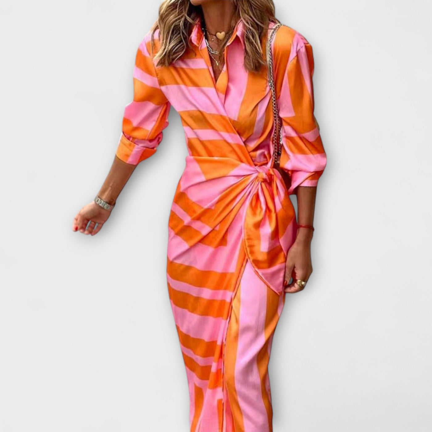 Clarissa - Vestido Camisero Midi a Rayas