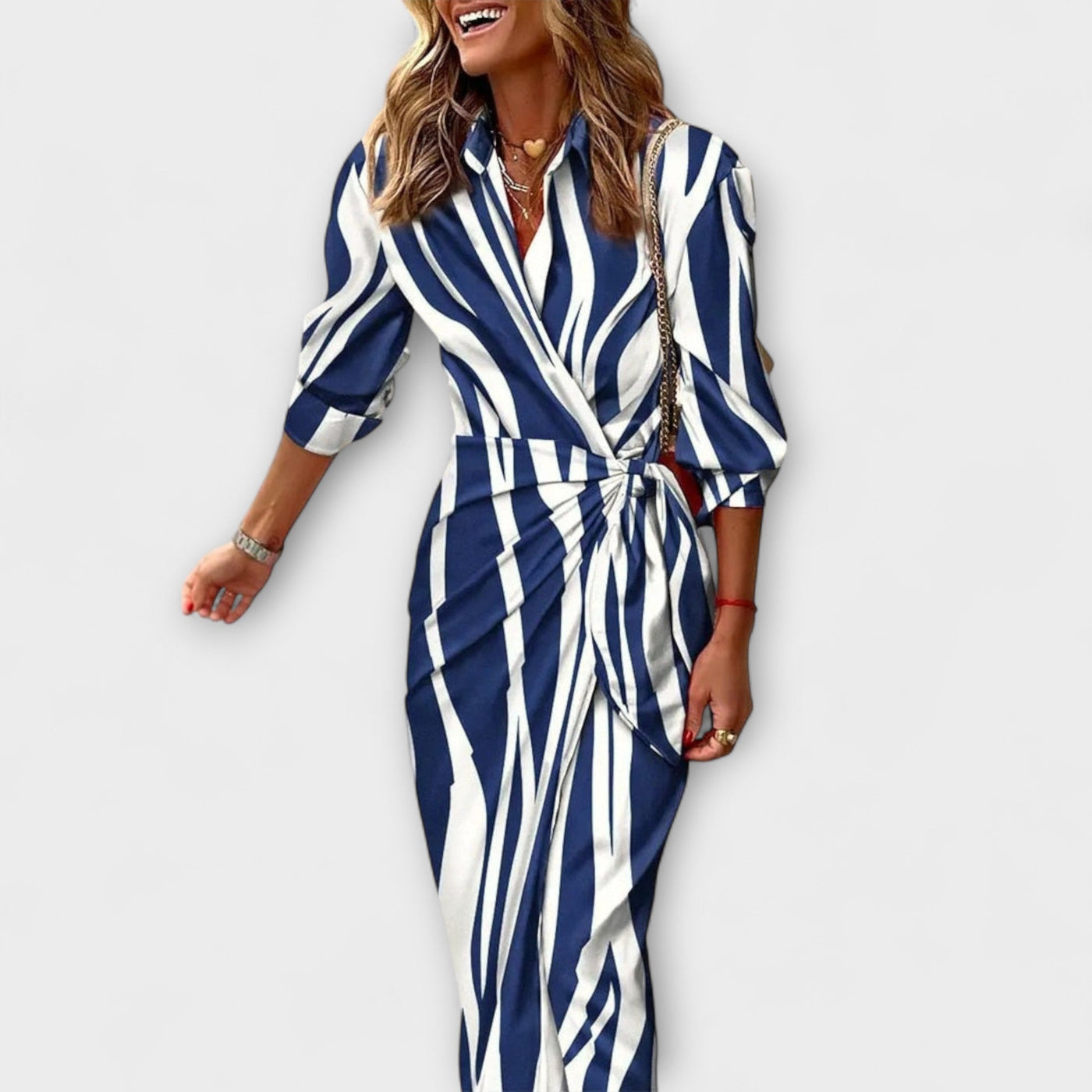 Clarissa - Vestido Camisero Midi a Rayas