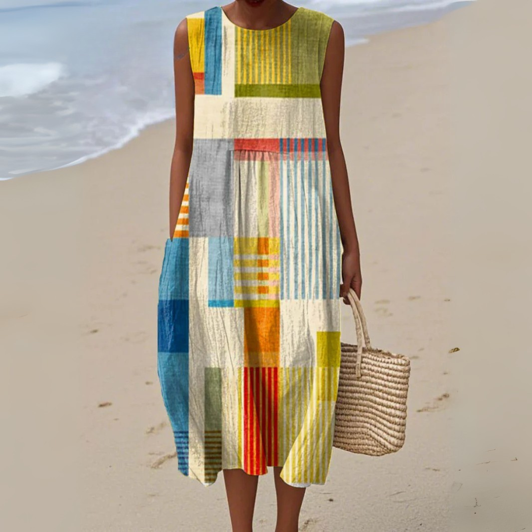 Isla | Vestido de Verano Geométrico Vibrante