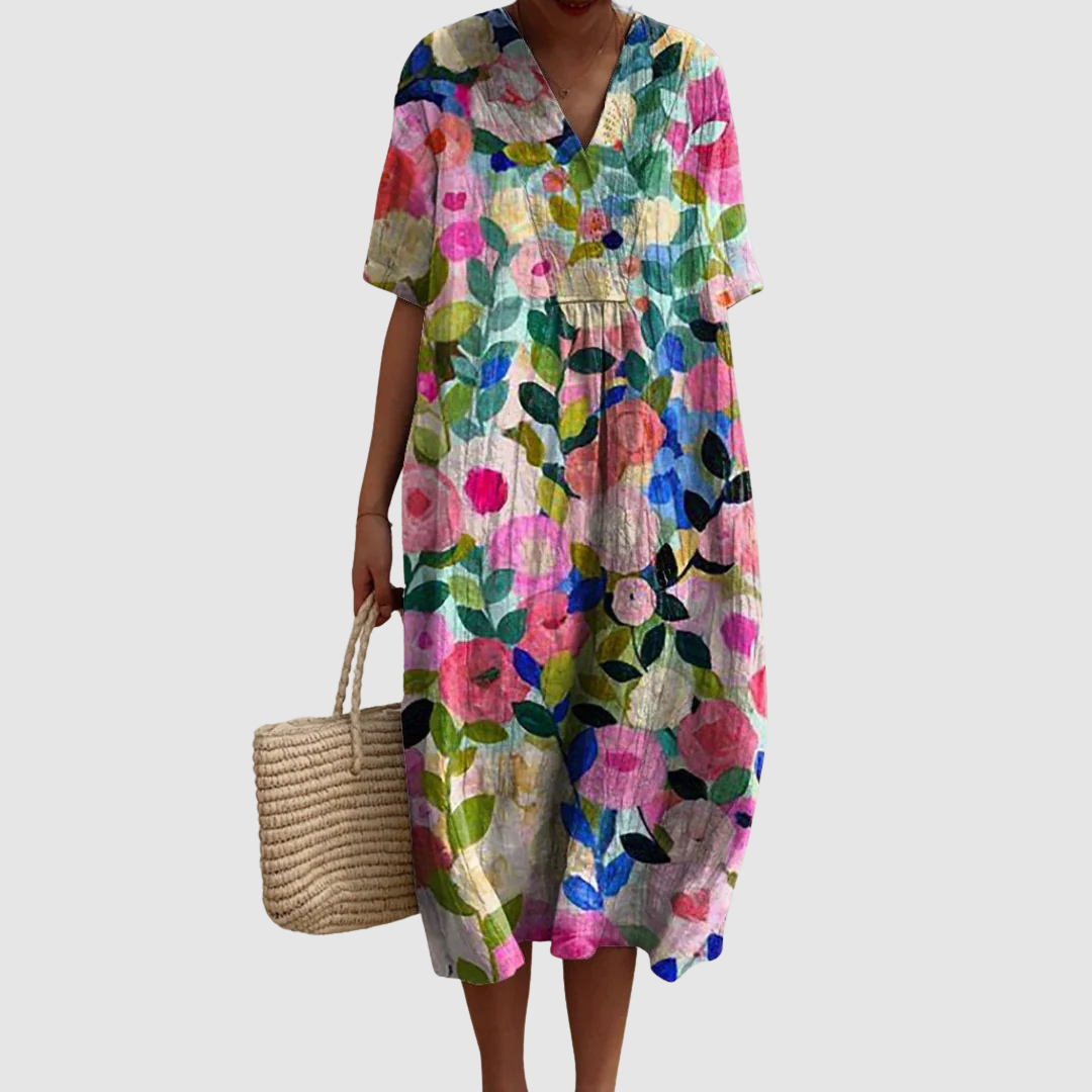 Rosie | Vestido Midi Acuarela de Jardín