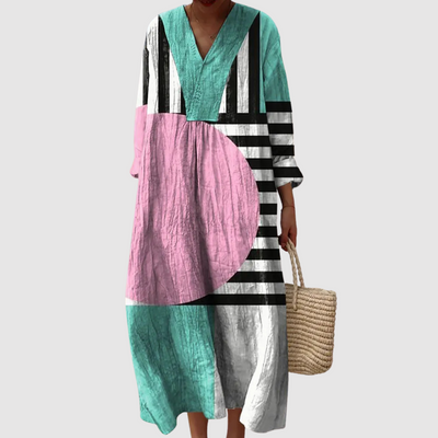 Quinn | Vestido Maxi Colorblock Geo Pop
