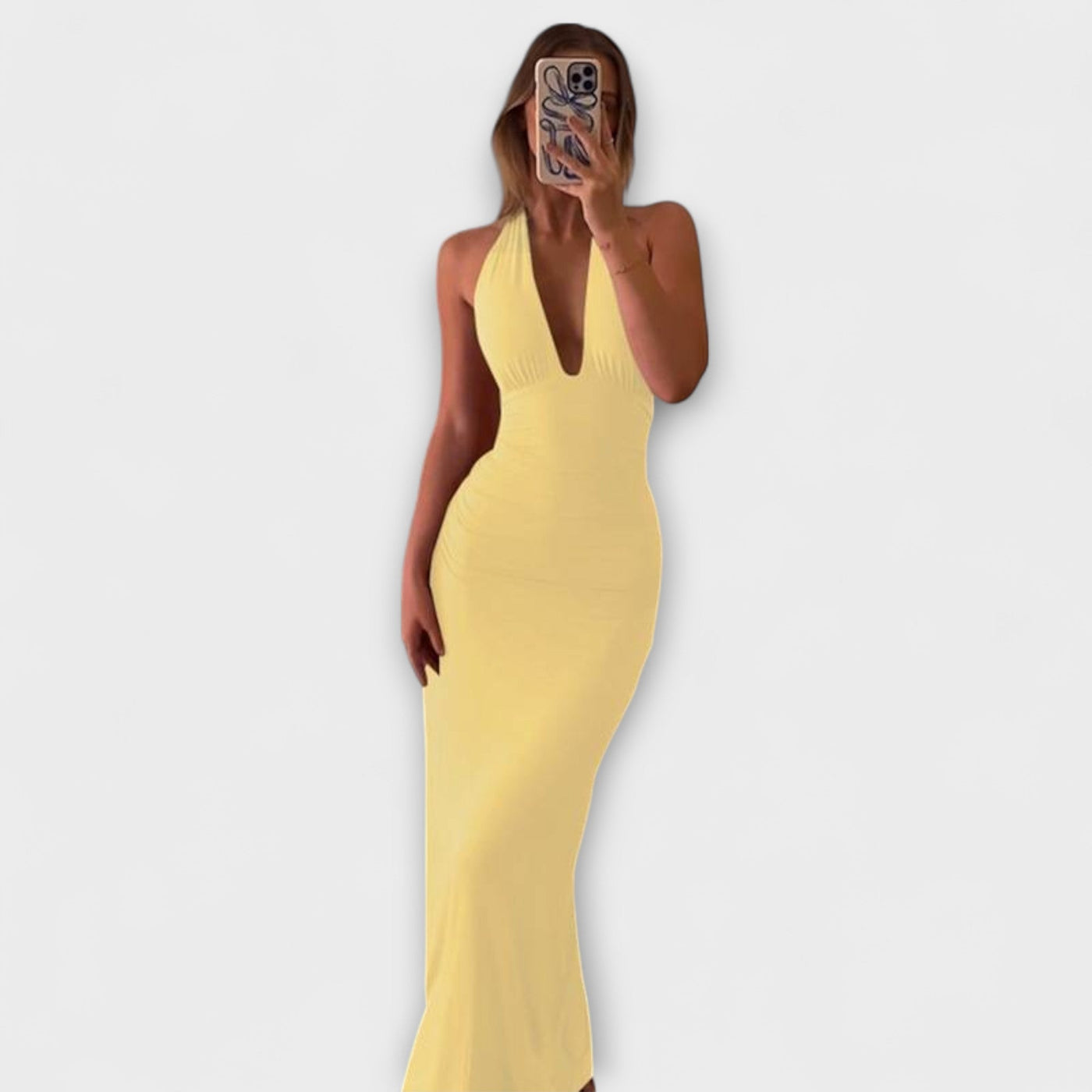 Vestido de Gala Halter Sin Espalda Refinado