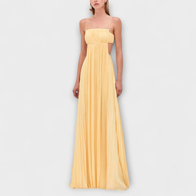 Mireille - Elegante Vestido Maxi Fluido con Cortes y Pliegues