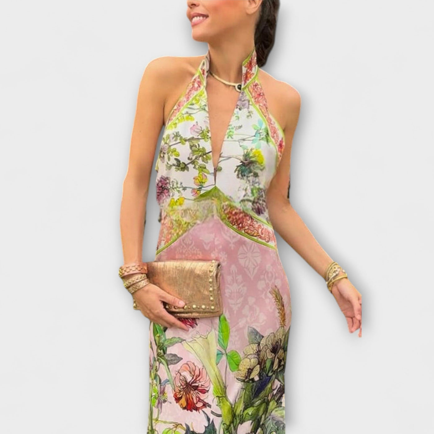 Ayla - Vestido Maxi Sin Mangas con Patrón Floral