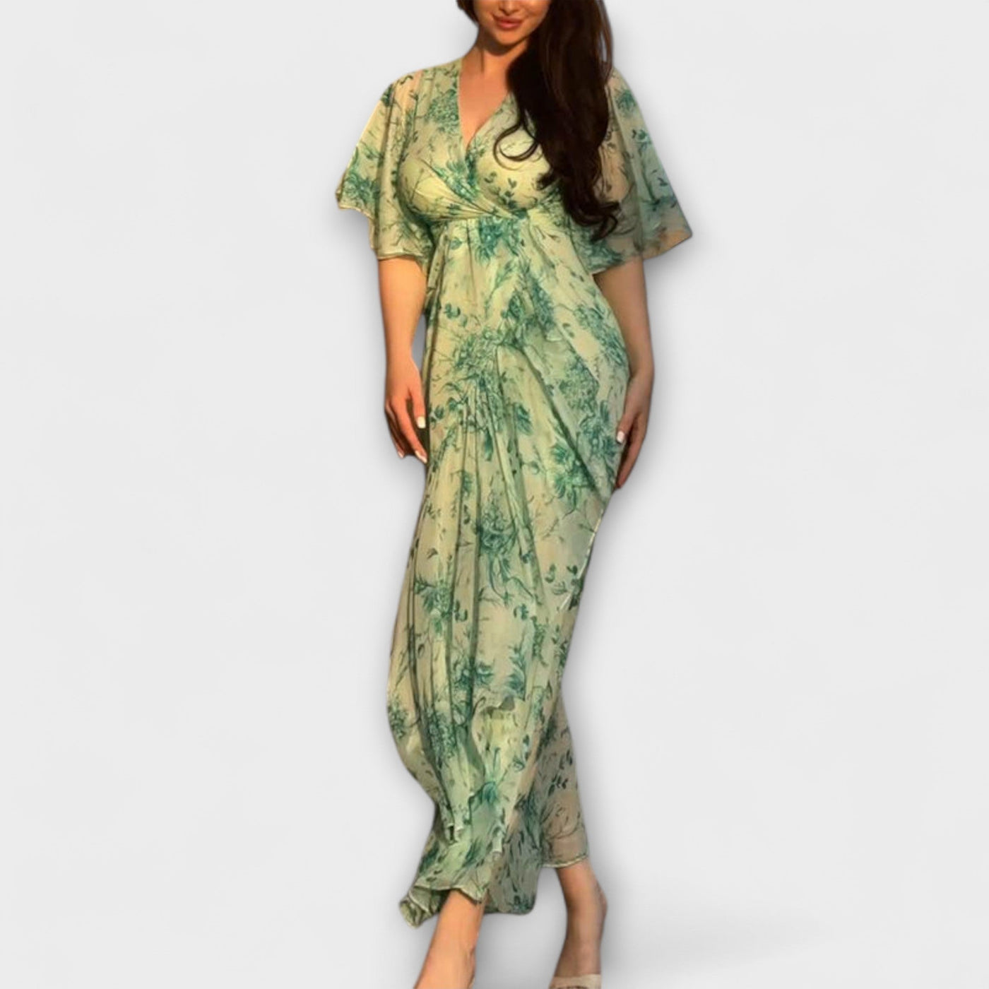 Lana - Vestido Floral V-Cuello Elegante