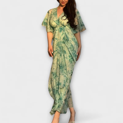 Lana - Vestido Floral V-Cuello Elegante