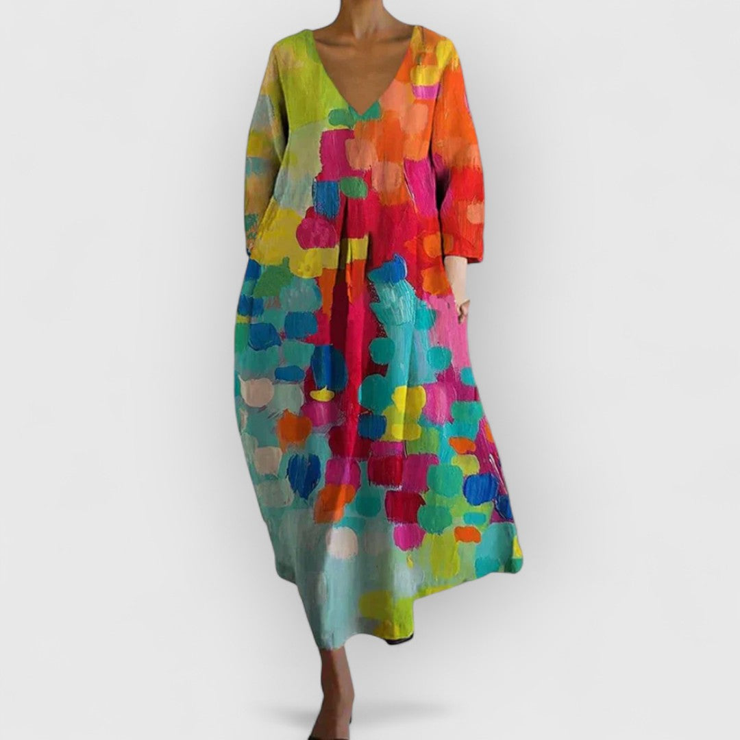 Anastasia - Vestido Colorido con Escote en V
