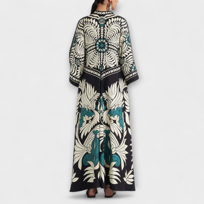 Giselle - Vestido Maxi Fluido con Estampado Floral Elegante