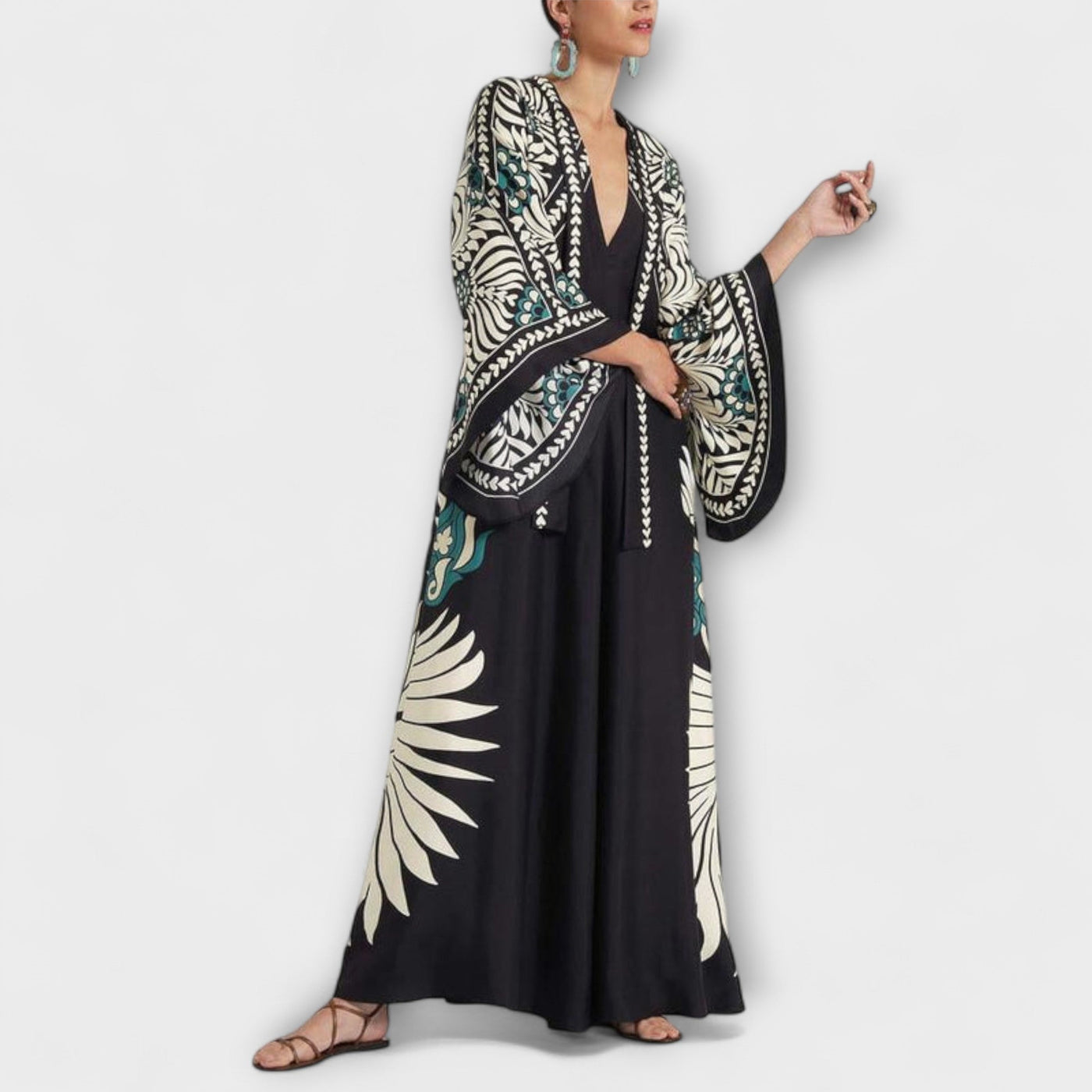 Giselle - Vestido Maxi Fluido con Estampado Floral Elegante