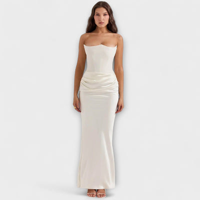 Vestido Maxi de Satén Off-the-Shoulder con Draping